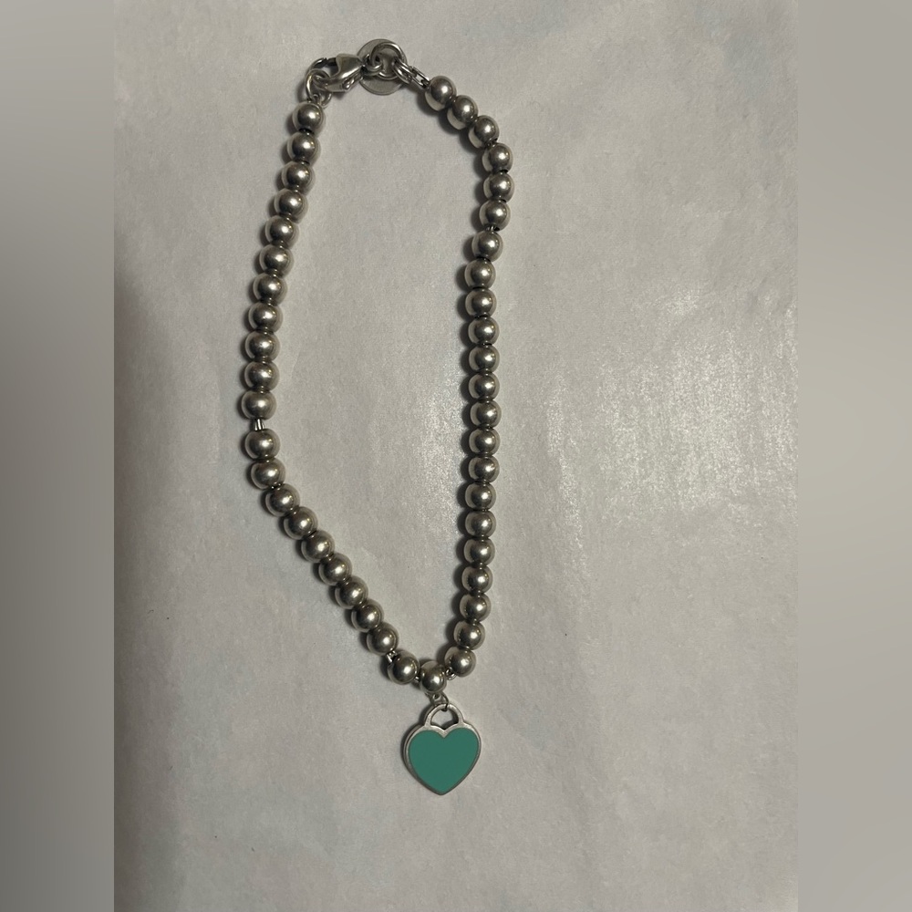 Tiffany and Co Return to heart tag ball chain bracelet Enamel Blue Silver 925